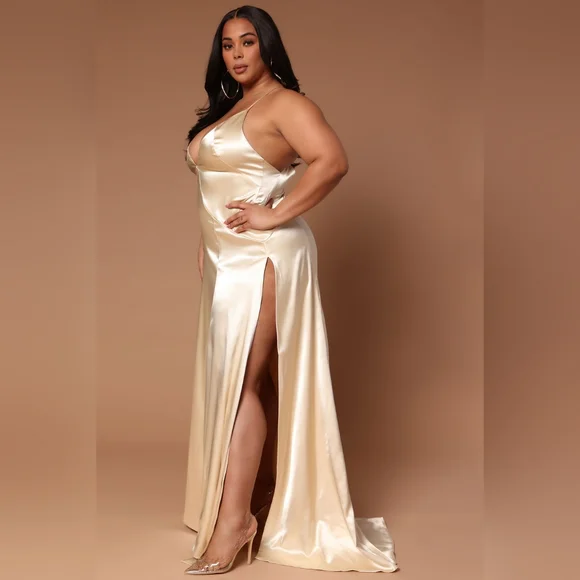 sachin and babi light blue dress Fashion Nova Embellished Maxi Dress with High Slit on Left Side New Size  Medium main image 0